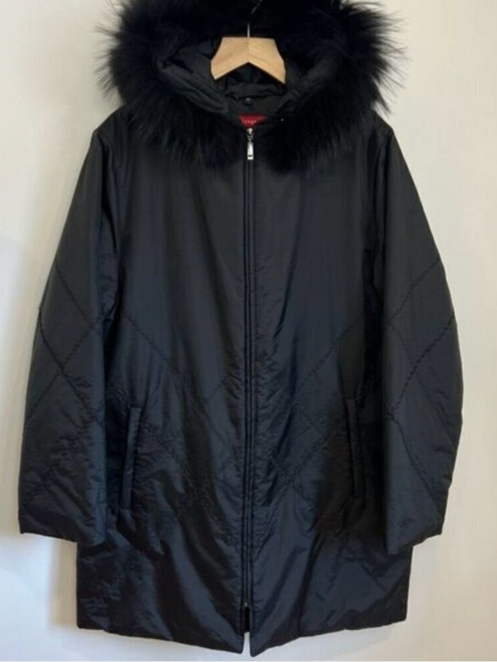 Junge Denmark - Women's Black Hooded Parka Coat with Fur Trim